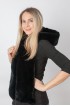 Black rex fur hood-scarf